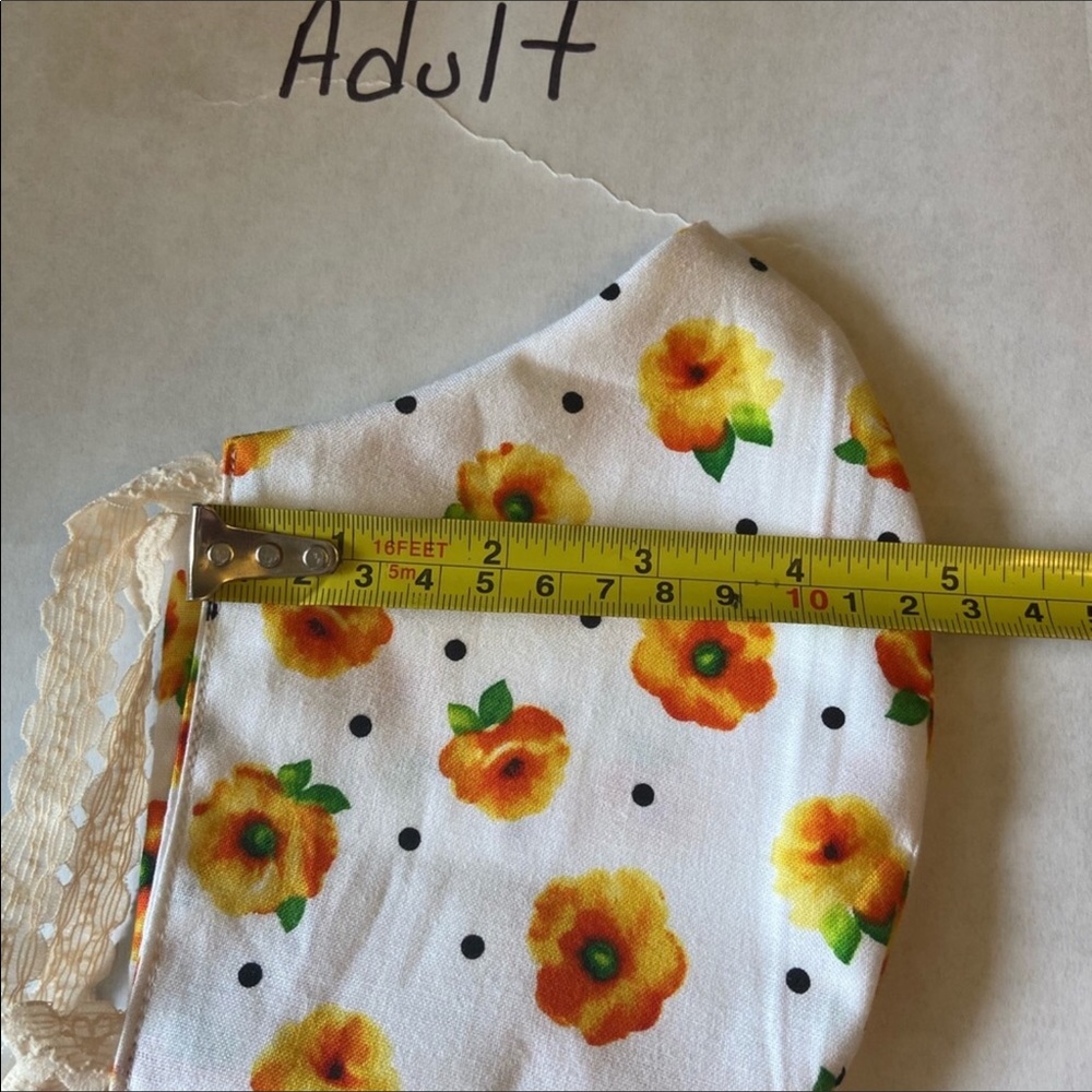 Adult Face Mask π· Yellow Orange Flowers π - Picture 8 of 9